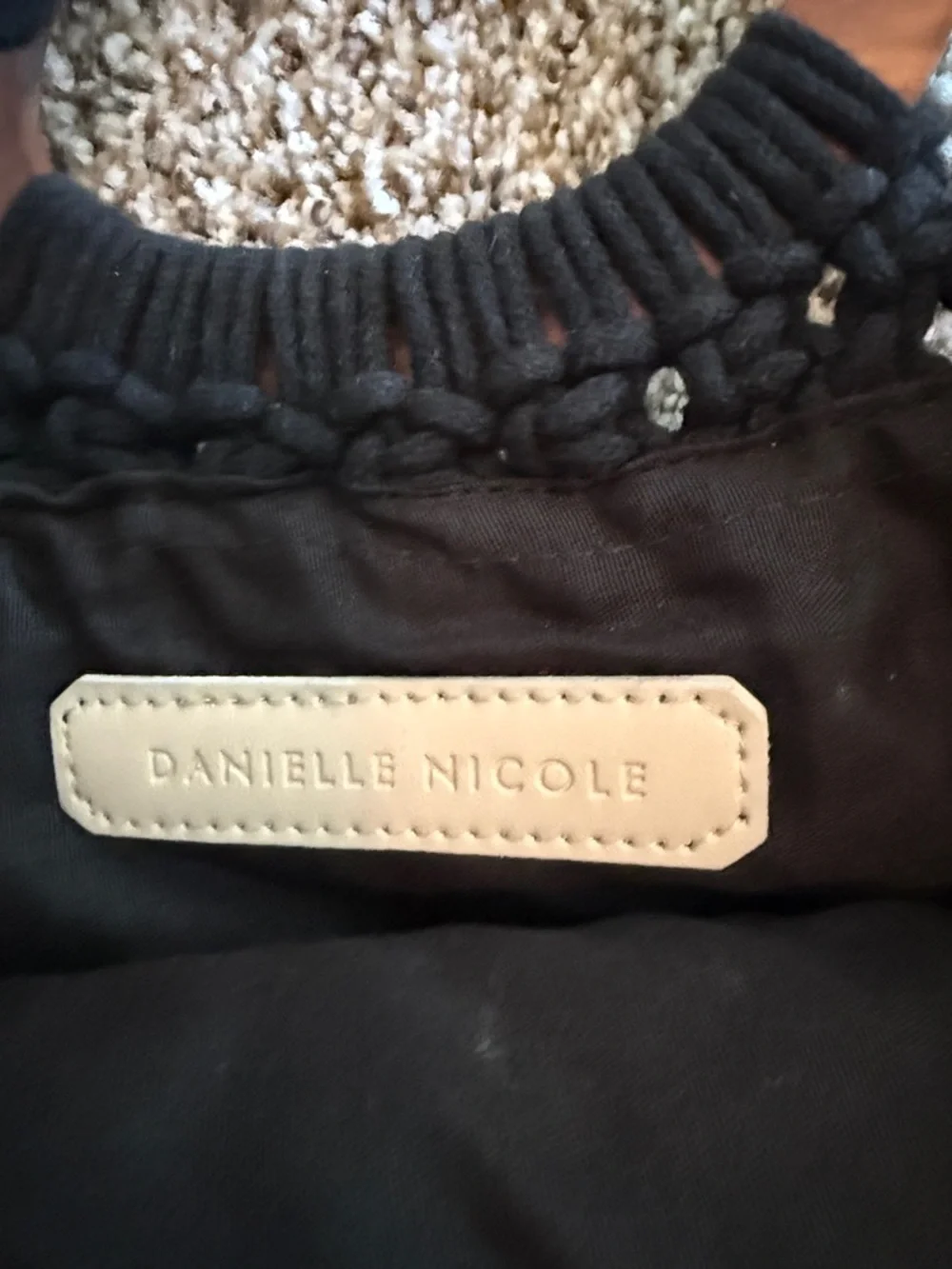 Danielle Nicole Black Macramé Fringe Crossbody with Wood Handle - Picture 2 of 2